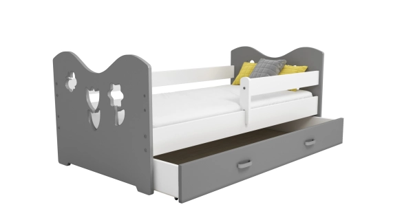 Dětská postel ORTLER 80x160 typ 2, šedá čela + bílé boky