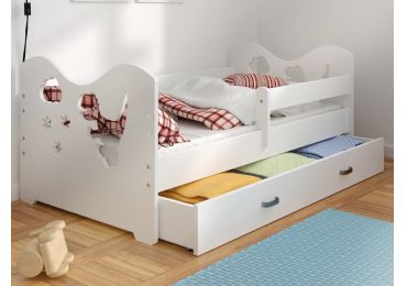 Dětská postel ORTLER 80x160 typ 3, bílá čela + bílé boky