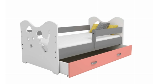 Dětská postel ORTLER 80x160 typ 3, bílá čela + šedé boky