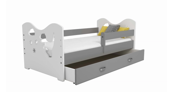 Dětská postel ORTLER 80x160 typ 3, bílá čela + šedé boky