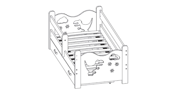 Dětská postel ORTLER 80x160 typ 3, bílá čela + šedé boky