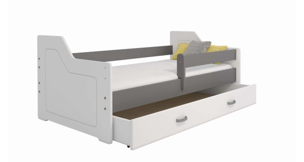 Dětská postel ORTLER 80x160 typ 4, bílá čela + šedé boky