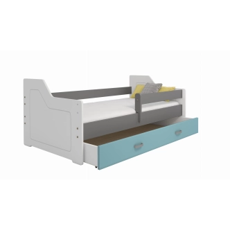 Dětská postel ORTLER 80x160 typ 4, bílá čela + šedé boky