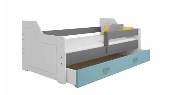 Dětská postel ORTLER 80x160 typ 4, bílá čela + šedé boky