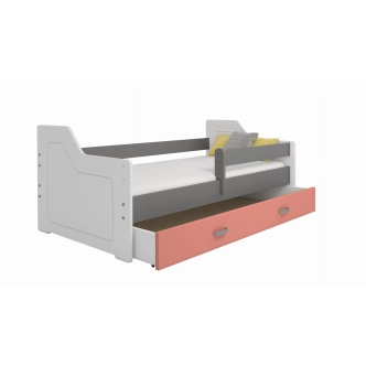 Dětská postel ORTLER 80x160 typ 4, bílá čela + šedé boky