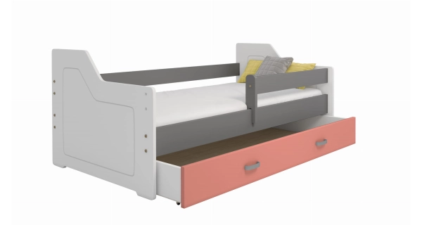 Dětská postel ORTLER 80x160 typ 4, bílá čela + šedé boky