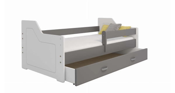 Dětská postel ORTLER 80x160 typ 4, bílá čela + šedé boky