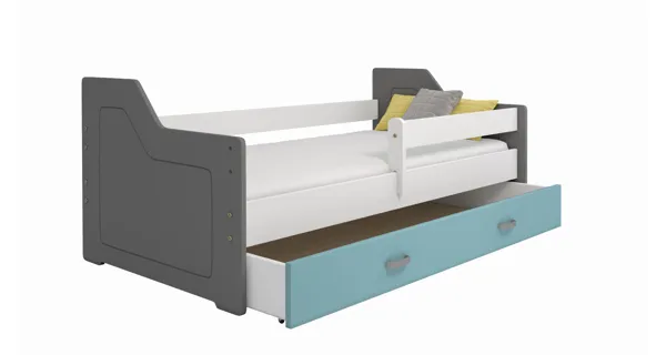 Dětská postel ORTLER 80x160 typ 4, šedá čela + bílé boky