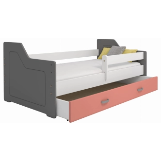 Dětská postel ORTLER 80x160 typ 4, šedá čela + bílé boky