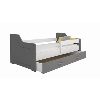 Dětská postel ORTLER 80x160 typ 4, šedá čela + bílé boky