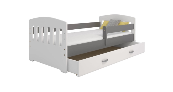 Dětská postel ORTLER 80x160 typ 6, bílá čela + šedé boky
