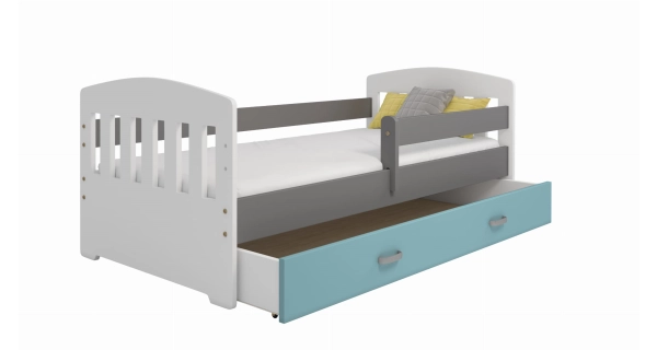 Dětská postel ORTLER 80x160 typ 6, bílá čela + šedé boky