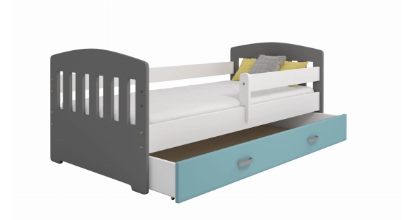 Dětská postel ORTLER 80x160 typ 6, šedá čela + bílé boky