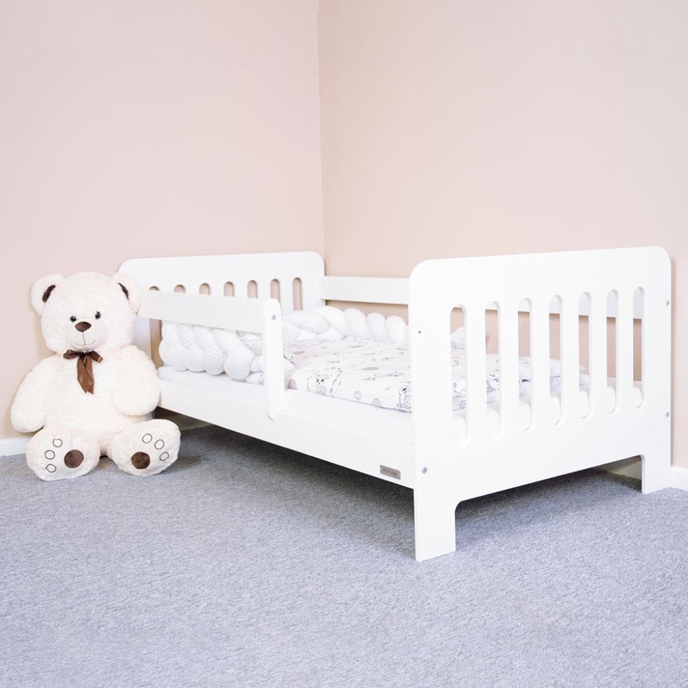 Levně Dětská postel se zábranou STAPELIAN 160x80 cm, bílá