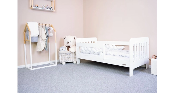 Dětská postel se zábranou STAPELIAN 140x70 cm, bílá
