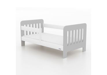 Dětská postel se zábranou STAPELIAN 140x70 cm, bílá/šedá