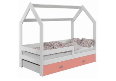 Dětská postel SPECIOSA D3 80x160 v barvě bílé se zásuvkou: růžová