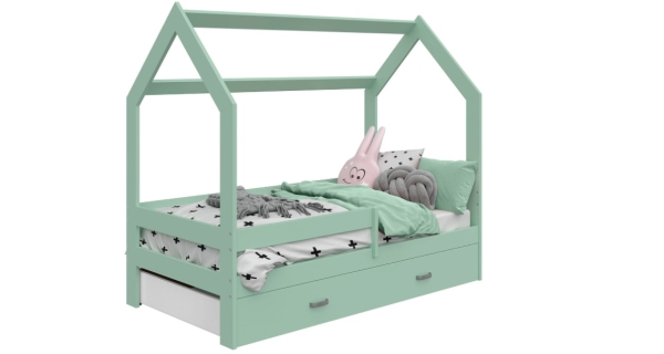 Dětská postel SPECIOSA D3 80x160 v barvě mátové se zásuvkou: máta