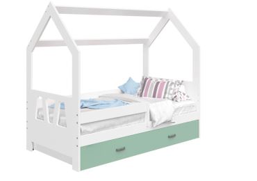 Dětská postel SPECIOSA D3A 80x160 v barvě bílé se zásuvkou: máta