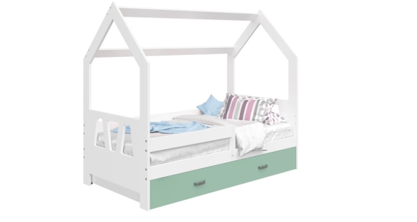 Dětská postel SPECIOSA D3A 80x160 v barvě bílé se zásuvkou: máta