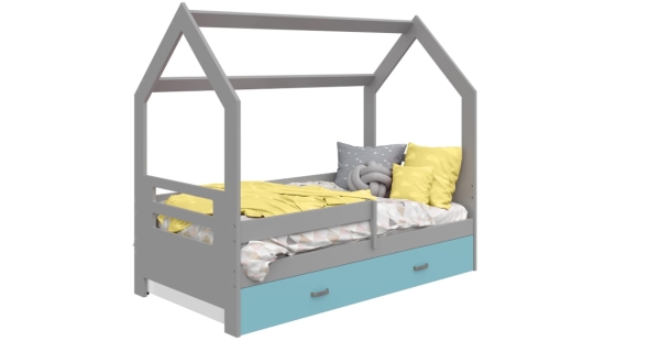 Dětská postel SPECIOSA D3B 80x160 v barvě šedé se zásuvkou: modrá