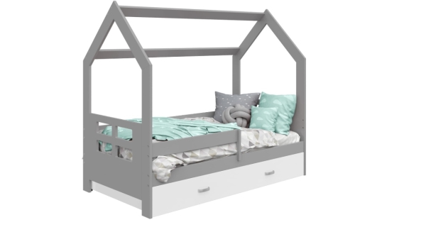 Dětská postel SPECIOSA D3D 80x160 v barvě šedé se zásuvkou: bílá