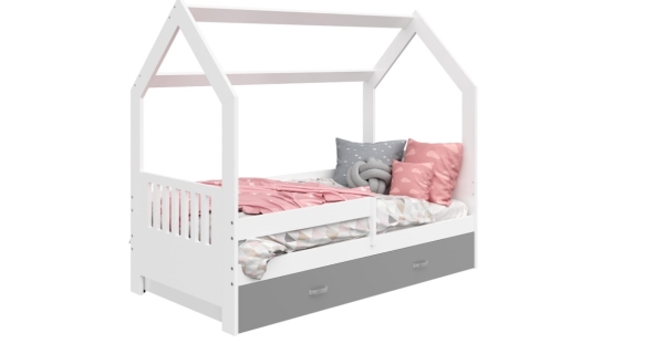 Dětská postel SPECIOSA D3E 80x160 v barvě bílé se zásuvkou: šedá