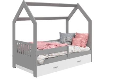 Dětská postel SPECIOSA D3E 80x160 v barvě šedé se zásuvkou: bílá