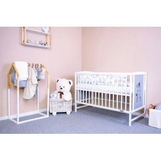 Dětská postýlka GERUSALEMME s obrázkem, bílá/šedá