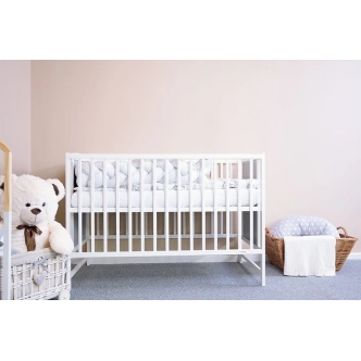 Dětská postýlka GERUSALEMME s obrázkem, bílá/šedá