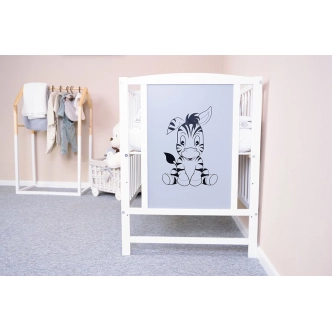 Dětská postýlka GERUSALEMME s obrázkem, bílá/šedá