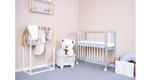 Dětská přístavná postýlka ORLANDO 90x40 cm bílá/šedá