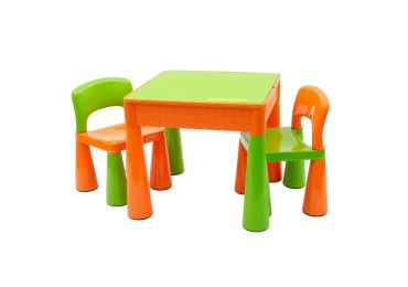 Dětská sada ELSIE stoleček + dvě židličky, oranžová/zelená