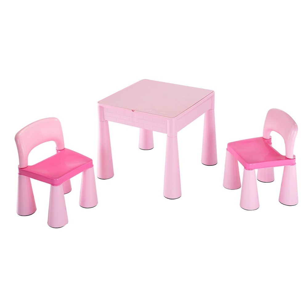 Levně Dětská sada ELSIE stoleček + dvě židličky, růžová