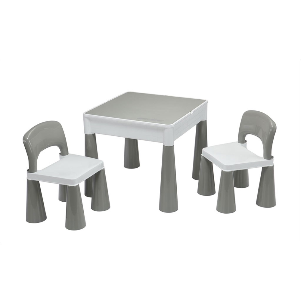Levně Dětská sada ELSIE stoleček + dvě židličky, šedá/bílá