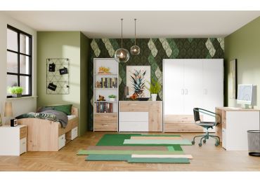 Dětský pokoj DRAMI, bílá/dub artisan, 5 let záruka