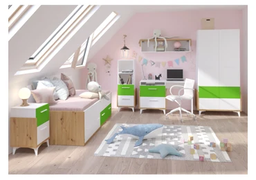 Dětský pokoj LEPON 1, dub artisan/bílá/zelená