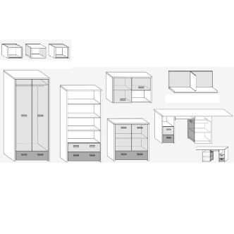 Dětský pokoj NELLORE I, craft bílý/grafit, 5 let záruka