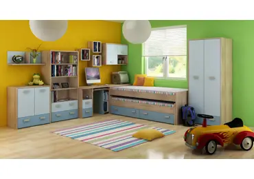 Dětský pokoj NELLORE I, dub sonoma/světle modrá/modrá