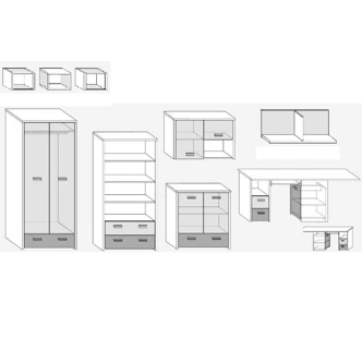 Dětský pokoj NELLORE I, dub sonoma/světle modrá/modrá
