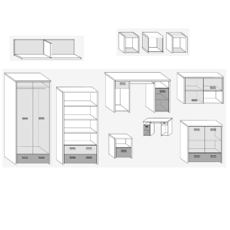 Dětský pokoj NELLORE II, dub sonoma/bílá, 5 let záruka