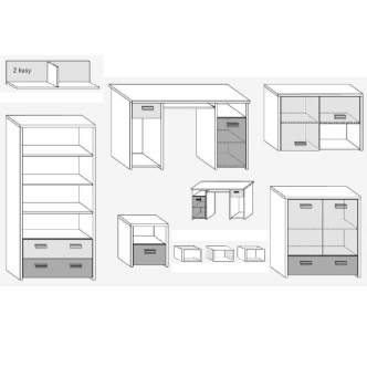 Dětský pokoj NELLORE III, dub sonoma/bílá, 5 let záruka