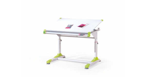 Dětský psací stůl KYLIE, bílá/zelená/růžová