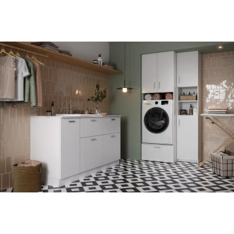 DINTERI skříňka spodní 40 cm s PD a košem, bílá