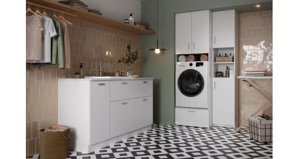 DINTERI skříňka spodní 40 cm s PD a košem, bílá