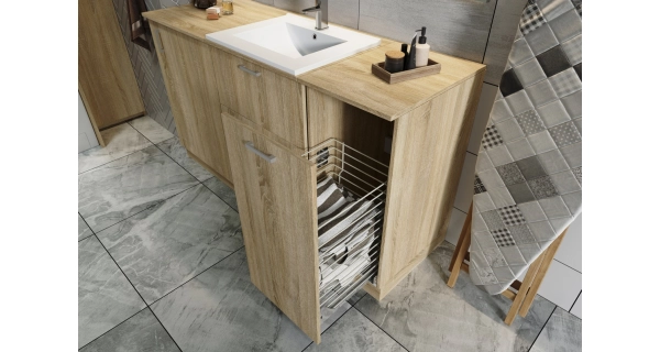 DINTERI skříňka spodní 40 cm s PD a košem, bílá