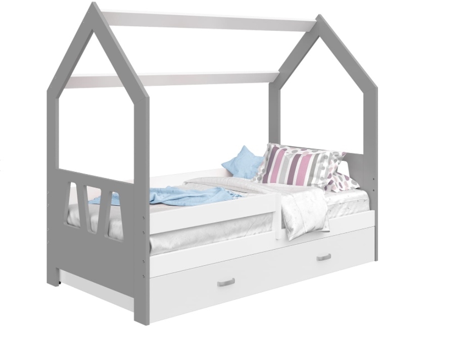 Levně Dětská postel SPECIOSA D3A 80x160 v barvě šedá/bílá se zásuvkou: bílá