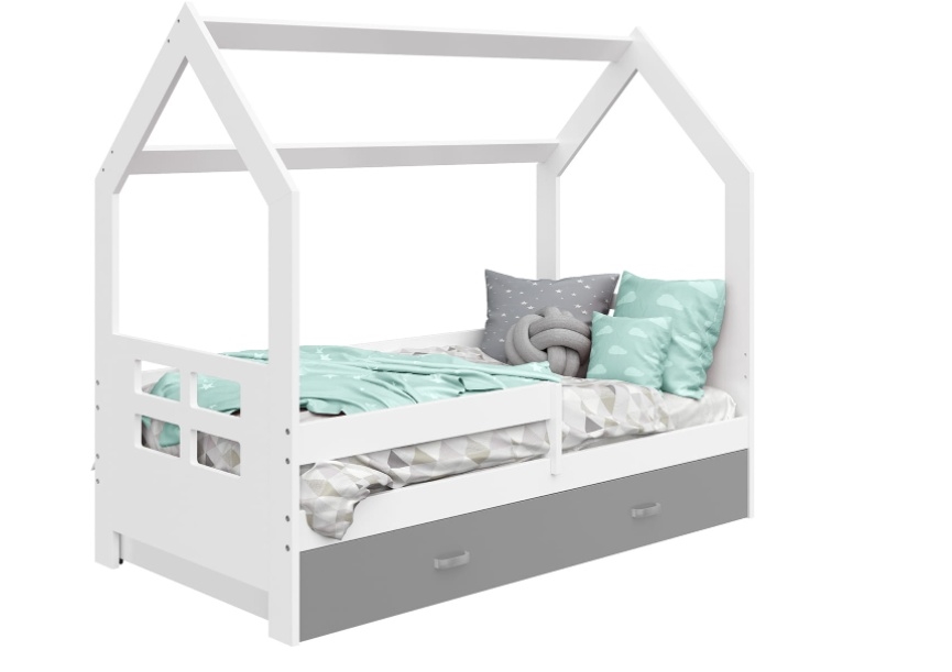 Levně Dětská postel SPECIOSA D3D 80x160 v barvě bílé se zásuvkou: šedá