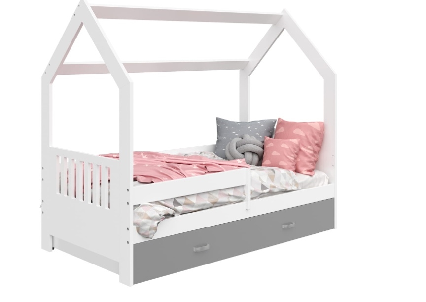 Levně Dětská postel SPECIOSA D3E 80x160 v barvě bílé se zásuvkou: šedá