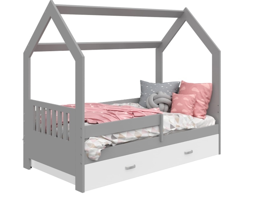 Levně Dětská postel SPECIOSA D3E 80x160 v barvě šedé se zásuvkou: bílá